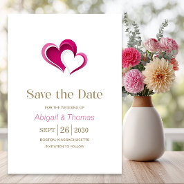 Stilvolle rosa Herzen Hochzeit Save The Date