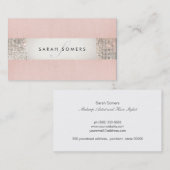 Stilvolle rosa IMITATE Silver Sequin Monogram 2 Visitenkarte (Vorne/Hinten)
