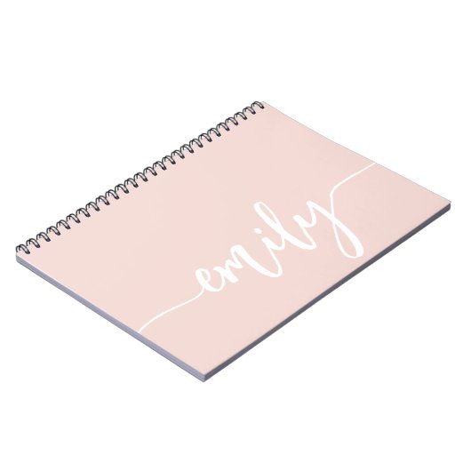 Stilvolle Rosa Kalligraphie Name Notizblock (Linke Seite)