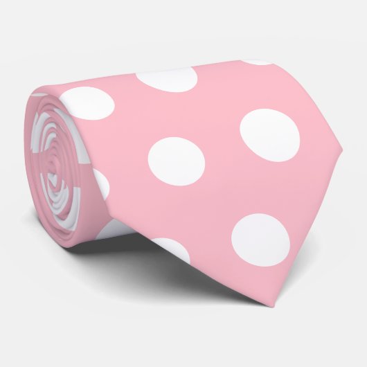 Stilvolle Rosa Krawatte mit knackigen weißen Dot A (Gerollt)