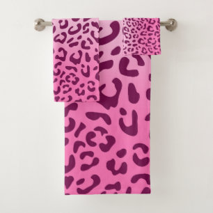 Stilvolle Rosa Leopard Print Badhandtuch Set
