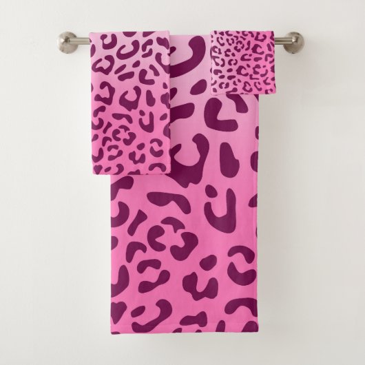 Stilvolle Rosa Leopard Print Badhandtuch Set (Insitu)