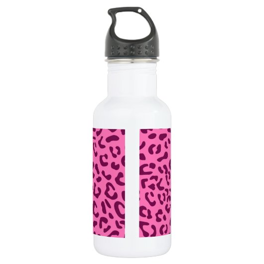 Stilvolle Rosa Leopard Print Edelstahlflasche (Rückseite)