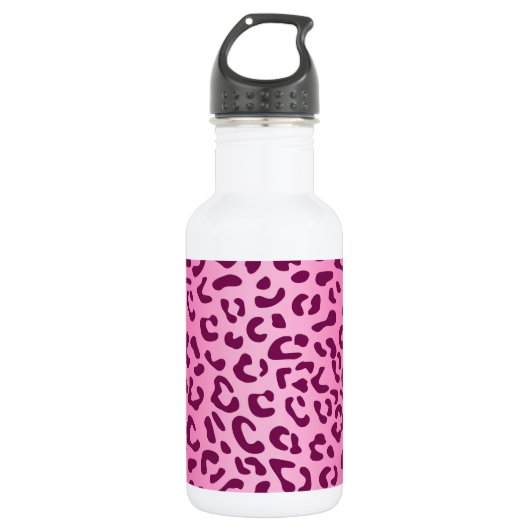 Stilvolle Rosa Leopard Print Edelstahlflasche (Vorderseite)