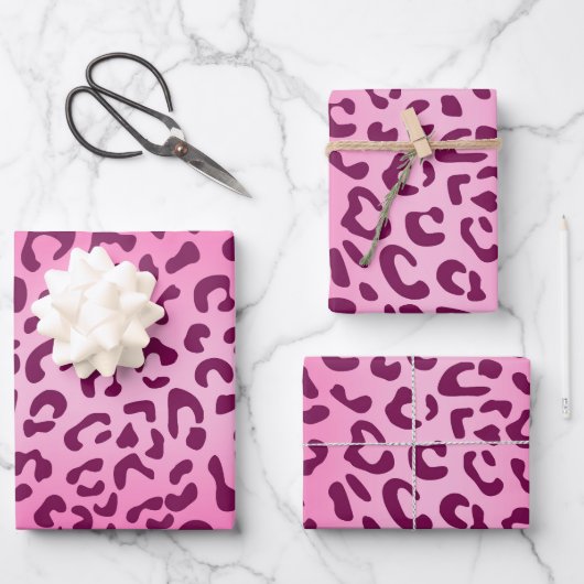 Stilvolle Rosa Leopard Print Geschenkpapier Set (Vorderseite)