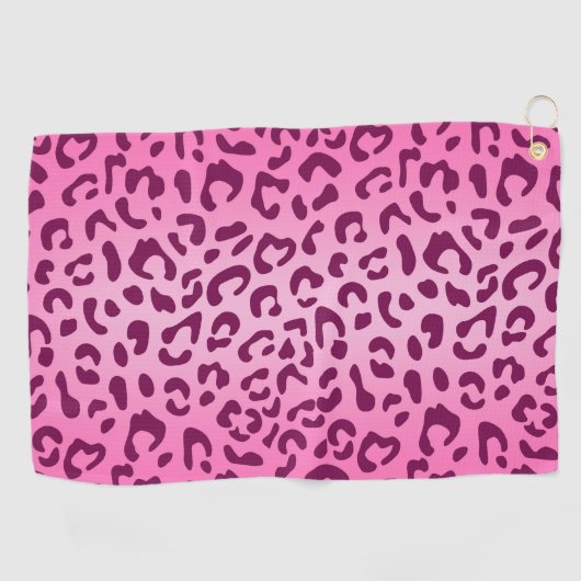Stilvolle Rosa Leopard Print Golfhandtuch (Horizontal)