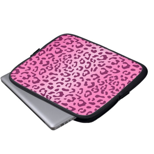 Stilvolle Rosa Leopard Print Laptopschutzhülle (Vorne Knopf)