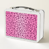 Stilvolle Rosa Leopard Print Metall Brotdose (Rückseite)