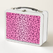 Stilvolle Rosa Leopard Print Metall Brotdose (Vorderseite)