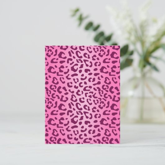 Stilvolle Rosa Leopard Print Postkarte (Stehend Vorderseite)