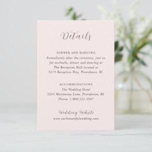 Stilvolle rosa Moderne Hochzeit Begleitkarte