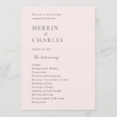 Stilvolle rosa Moderne Hochzeit Programm (Vorderseite)