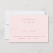 Stilvolle rosa Moderne Hochzeit RSVP Karte (Vorderseite)