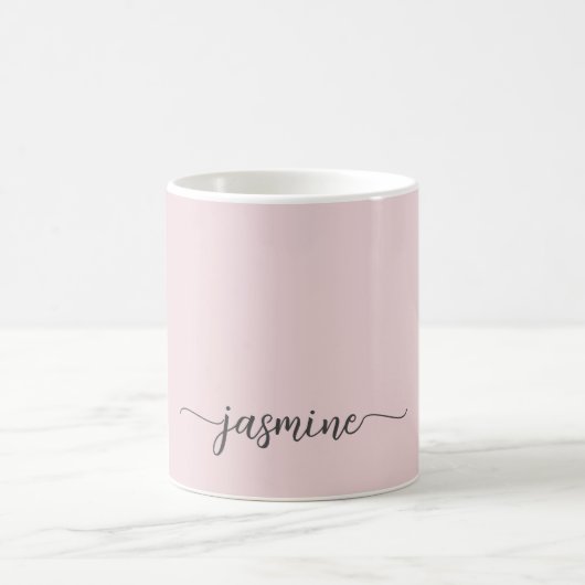 Stilvolle Rosa Monogram Name Signature Kaffeetasse (Mittel)