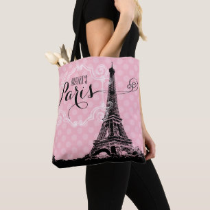 Stilvolle Rosa Paris Eiffel Tower Monogram Name Tasche