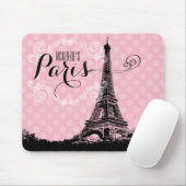 Stilvolle Rosa Paris Eiffel Tower Name Mousepad (Mit Mouse)