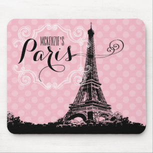Stilvolle Rosa Paris Eiffel Tower Name Mousepad