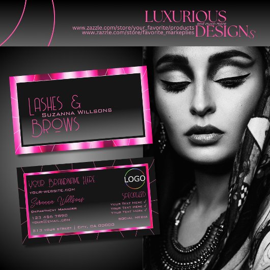 Stilvolle Rosa Rahmen Schwarz Farbton mit Logo Visitenkarte