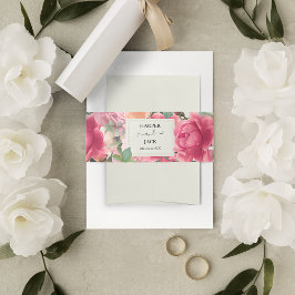 Stilvolle Rosa Rose Garden Gold Rahmen Wedding Einladungsbanderole