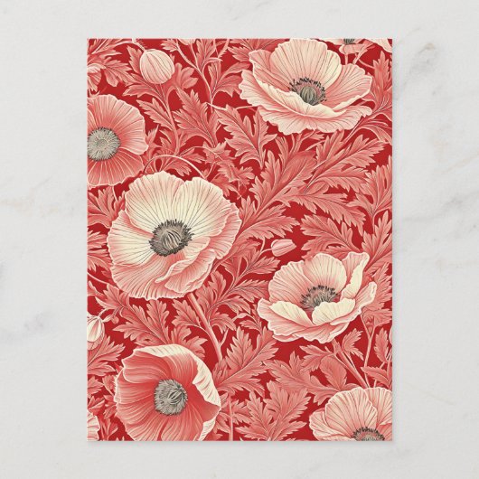 Stilvolle Rosa Rote Poppies Kunst und Kultur Postkarte (Vorderseite)