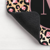 Stilvolle rosa schwarze Geparde Leopard Print Mono Mousepad (Ecke)