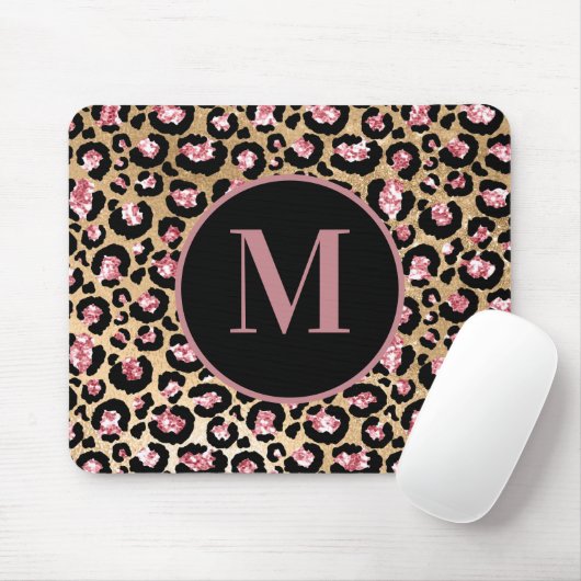 Stilvolle rosa schwarze Geparde Leopard Print Mono Mousepad (Mit Mouse)