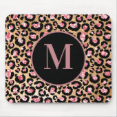 Stilvolle rosa schwarze Geparde Leopard Print Mono Mousepad (Vorne)