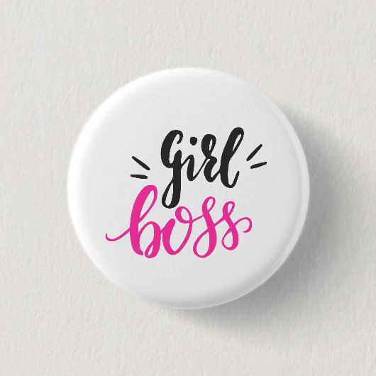 Stilvolle rosa schwarze Taste für Girl Boss mit ei Button (Vorderseite)