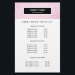 Stilvolle Rosa Sequin Salon Pricing & Services Flyer<br><div class="desc">Das glamouröse und stilvolle Flyer-Design zeigt Ihre Dienstleistungen, Preislisten oder Geschäftsinformationen über ein digitales Bild von rosa Sequenzmustern. Schwarzes Streifen-Overlay Enthält vier individuell anpassbare Überschriften und Textfelder. Um das Layout anzupassen, geben Sie Ihren Text ein und ändern Sie mithilfe der Funktion Anpassen die Positionierung und die Größe des Schriftartes. Ideal...</div>