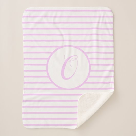 Stilvolle rosa Streifen oder Monogram-Seitenklemme Sherpadecke (Vorderseite)