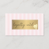 Stilvolle Rosa Streifen, Rahmen, Gold Herz Loyalit Treuekarte (Vorderseite)
