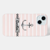 Stilvolle rosa Streifen Wasserfarben Ankerfarben C Case-Mate iPhone Hülle (Rückseite (Horizontal))