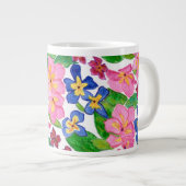 Stilvolle Rosa und Blau Primroses Jumbo Tasse (Vorderseite Rechts)