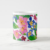 Stilvolle Rosa und Blau Primroses Jumbo Tasse (Vorderseite)