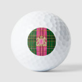 Stilvolle, rosa und grüne Karierte Monogram-Golfbä Golfball (Vorderseite)