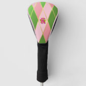 Stilvolle Rosa und grüne Raute Golf Headcover (Vorderseite)