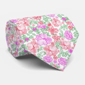 Stilvolle rosa und orange Blumenmuster Krawatte (Gerollt)