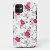 Stilvolle rosa und rote Blumenmuster Case-Mate iPhone Hülle (Rückseite)