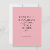 Stilvolle rosa und schwarz weiße Streifen Einladung (Rückseite)