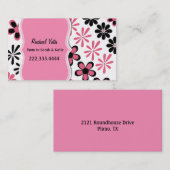 Stilvolle rosa und schwarze Blumenmama-Karte Telefonnummerkarte (Vorne/Hinten)