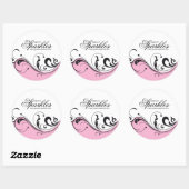 Stilvolle, rosa und schwarze Verpackungskleber Runder Aufkleber (Blatt)