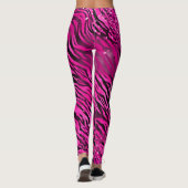 Stilvolle Rosa und Schwarzer Glitzer Tiger Streife Leggings (Rückseite)