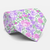 Stilvolle rosa und violette Blumenmuster Krawatte (Gerollt)