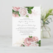 Stilvolle Rosa Vintage Rose Blumenzehen Einladung (Stehend Vorderseite)