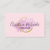 Stilvolle Rosa Wasserfarbe mit Logo & QR Visitenkarte (Vorderseite)