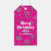 Stilvolle Rosa Weihnachten mit eleganten Schneeflo Geschenkanhänger (Vorderseite)