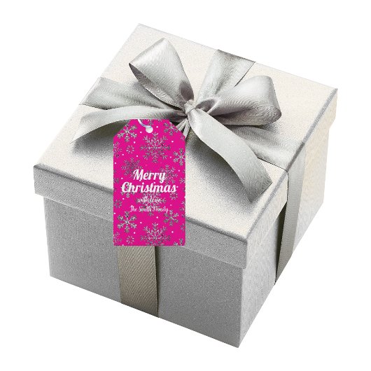 Stilvolle Rosa Weihnachten mit eleganten Schneeflo Geschenkanhänger