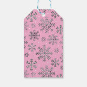 Stilvolle Rosa Weihnachten mit eleganten Schneeflo Geschenkanhänger (Rückseite)