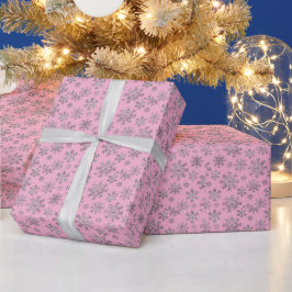Stilvolle Rosa Weihnachten mit eleganten Schneeflo Geschenkpapier