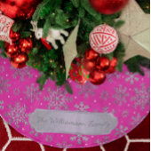 Stilvolle Rosa Weihnachten mit eleganten Schneeflo Polyester Weihnachtsbaumdecke